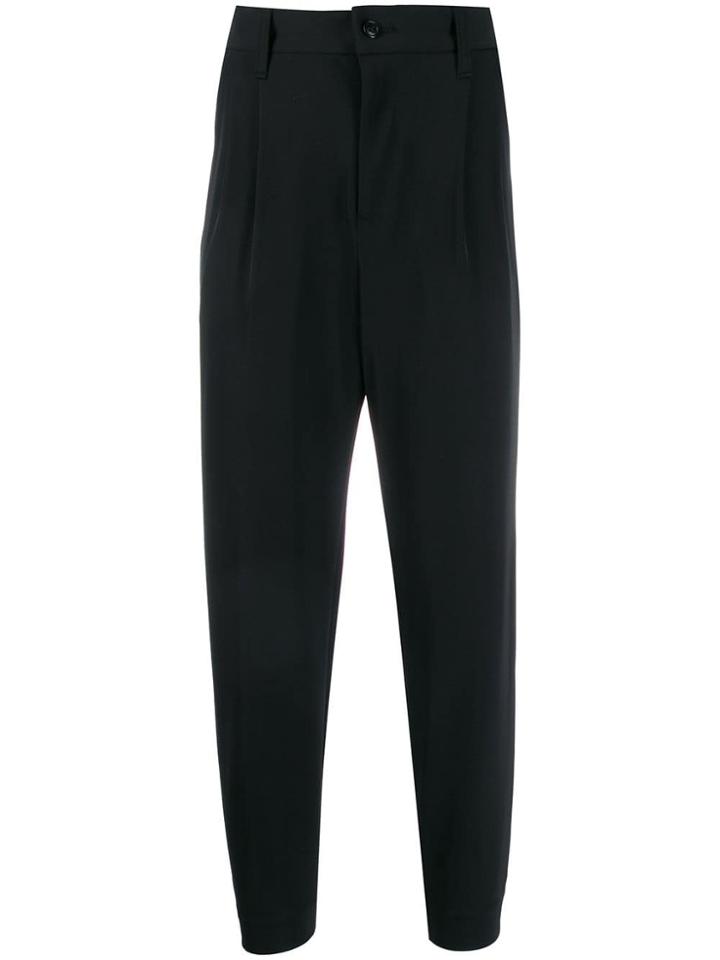 Zucca Cropped Pleated Trousers - Black