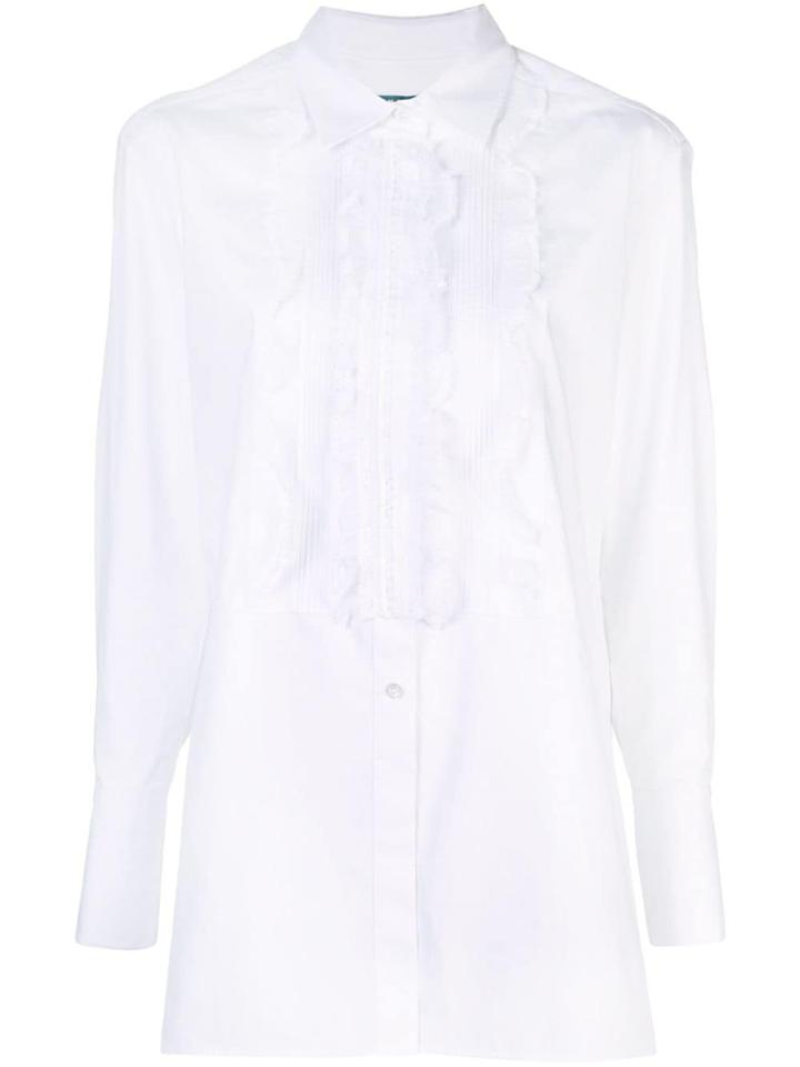 Alexa Chung Ruffled Front Bib Shirt - White