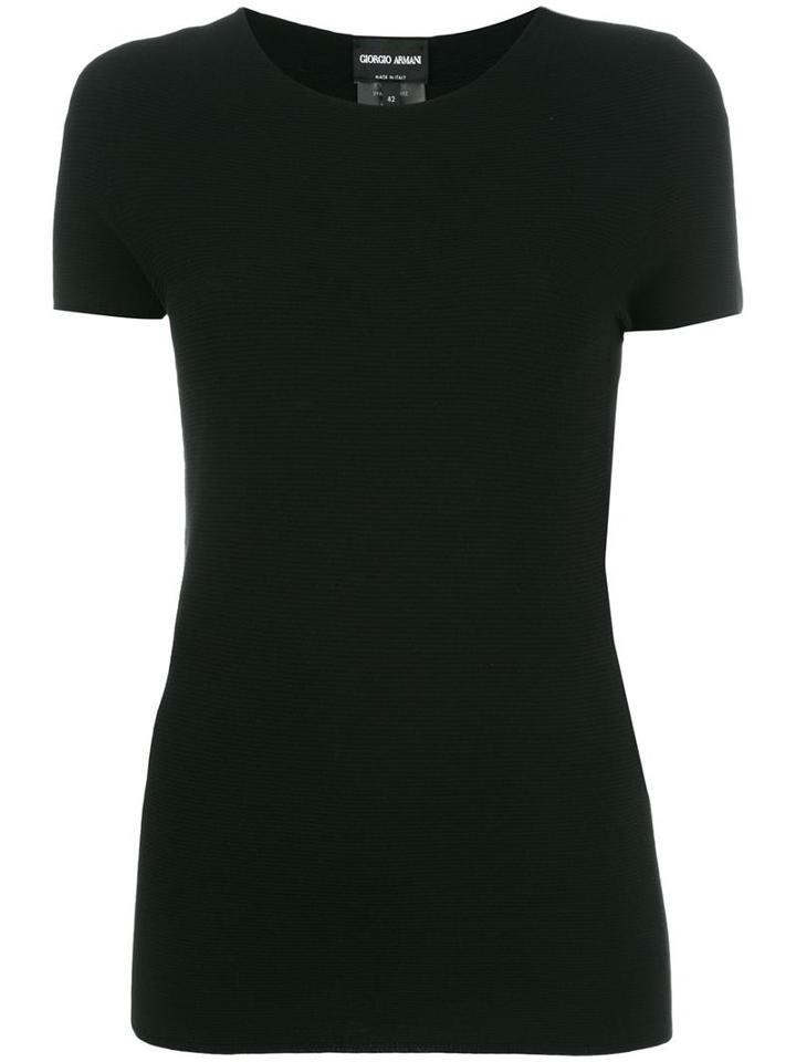 Giorgio Armani Short-sleeve Knitted Top, Women's, Size: 48, Black, Polyester/viscose