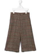 Ermanno Scervino Junior Embellished Checked Trousers, Girl's, Size: 6 Yrs, Brown