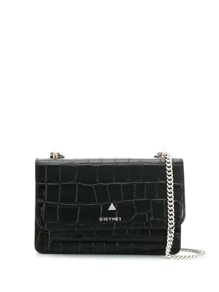 Grey Mer Chain Strap Shoulder Bag - Black