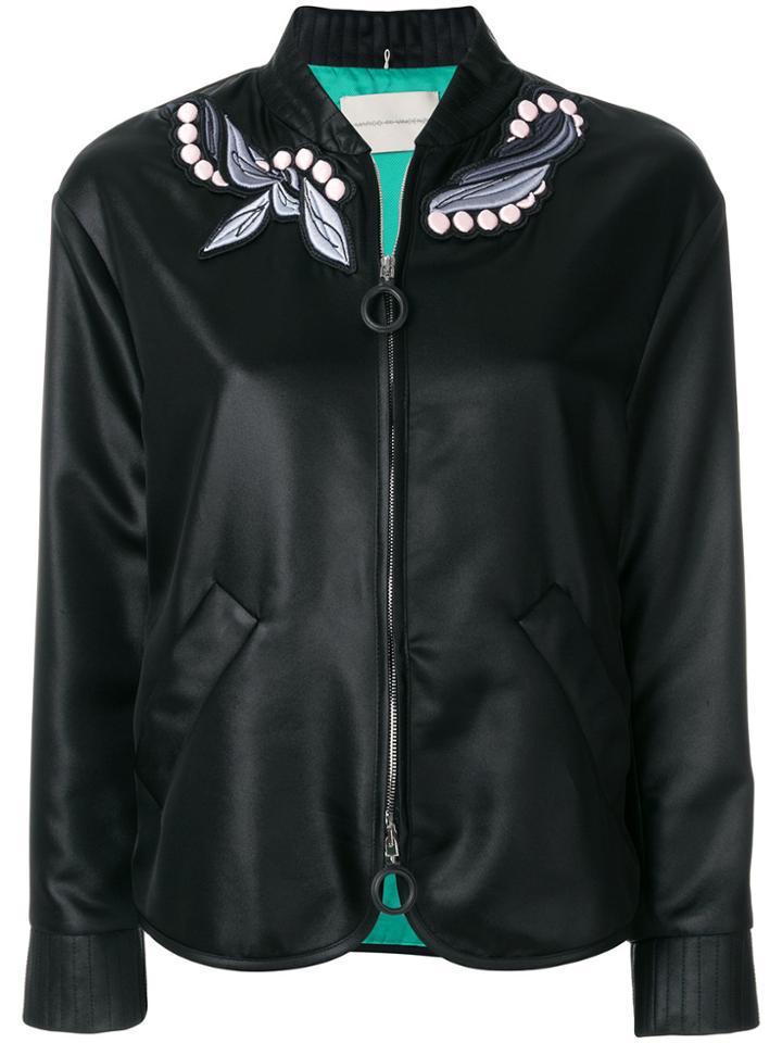 Marco De Vincenzo Embroidered Foulard Bomber Jacket - Black