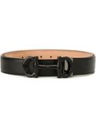 Salvatore Ferragamo Double Gancini Buckle Belt, Men's, Size: 110, Black, Calf Leather