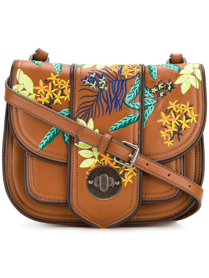 Essentiel Antwerp Floral Embroidered Shoulder Bag - Brown