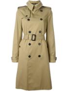 Saint Laurent Belted Trench Coat, Women's, Size: 38, Nude/neutrals, Silk/cotton/wool