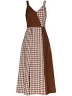Rejina Pyo Checked Contrasting Midi Dress - Brown