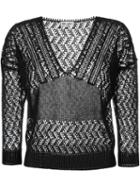 Saint Laurent Cropped Crochet Top, Women's, Size: Large, Blue, Cotton