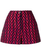 Valentino Logo Brocade Shorts - Red