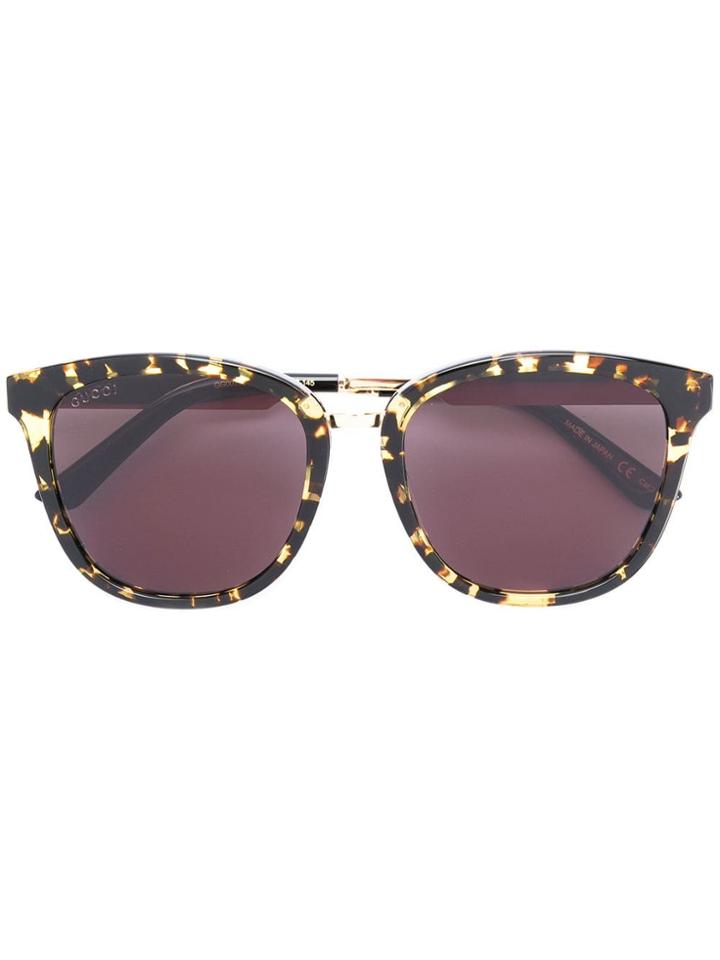 Gucci Eyewear Tortoisehell Engraved Arm Sunglasses - Brown