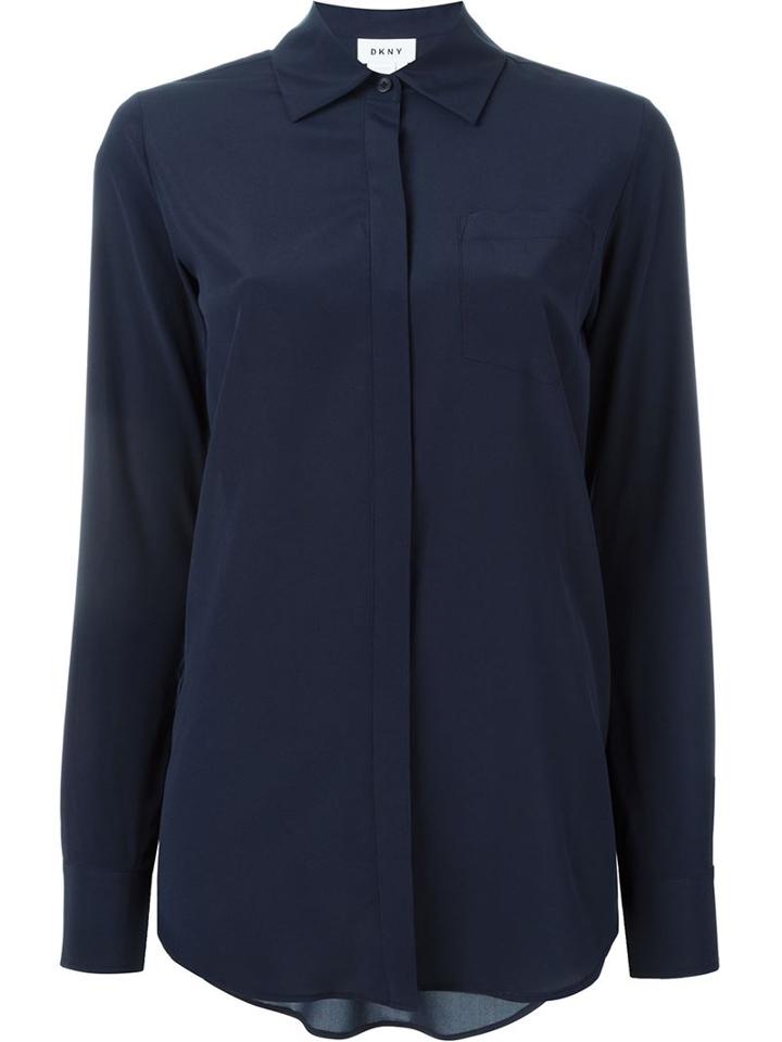Dkny Classic Shirt, Women's, Size: M, Blue, Silk/spandex/elastane
