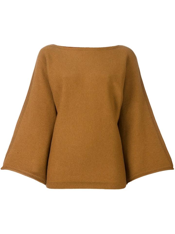 Sonia Rykiel Cashmere Bell Longsleeves Knitted Blouse - Nude &