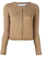 Red Valentino Tulle Insert Cardigan, Women's, Size: Large, Nude/neutrals, Silk/polyamide/cashmere