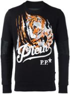 Philipp Plein Blood Tiger Sweatshirt, Men's, Size: Large, Black, Cotton/polyurethane/polyester
