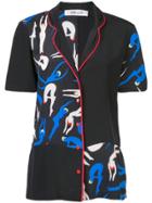 Dvf Diane Von Furstenberg Silhouette Print Blouse - Black