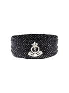 Saint Laurent Polka Dot Tie Up Silk Choker With Crystal Embellishment