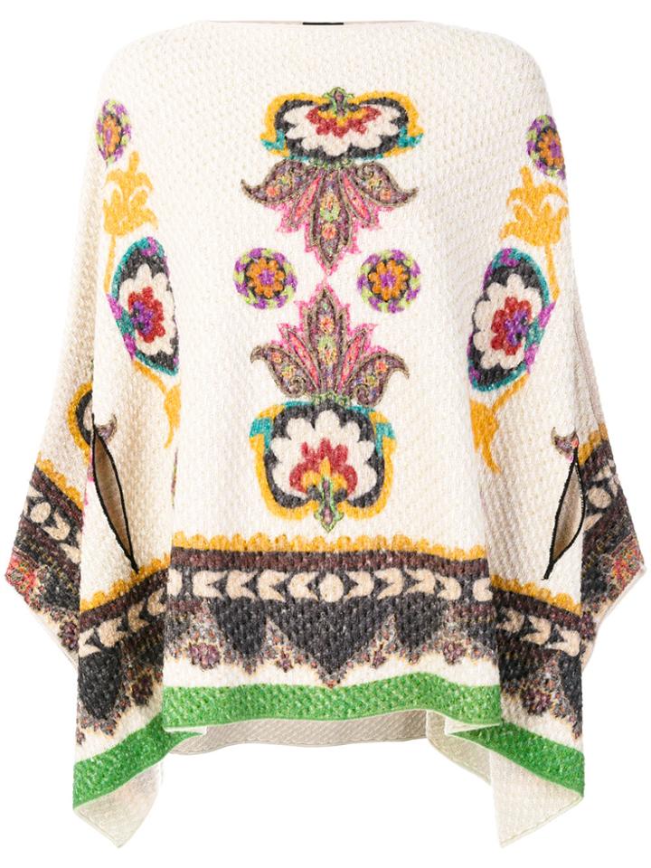 Etro Knitted Print Cape - Nude & Neutrals