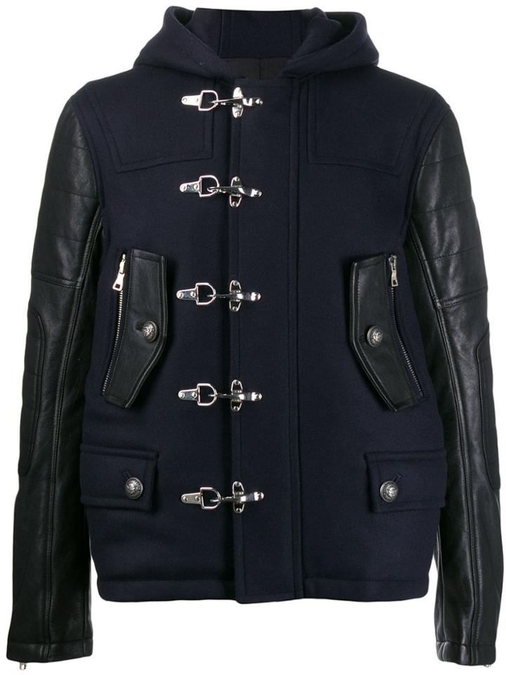 Balmain Bi-material Hooded Jacket - Blue