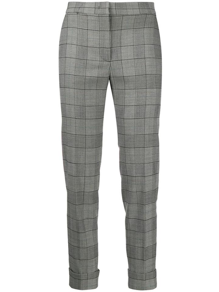 Pt01 Andrea Checked Cropped Trousers - Black