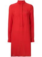 Noon By Noor Olivia Mandarin Collar Longsleeved Shirtdress - Red