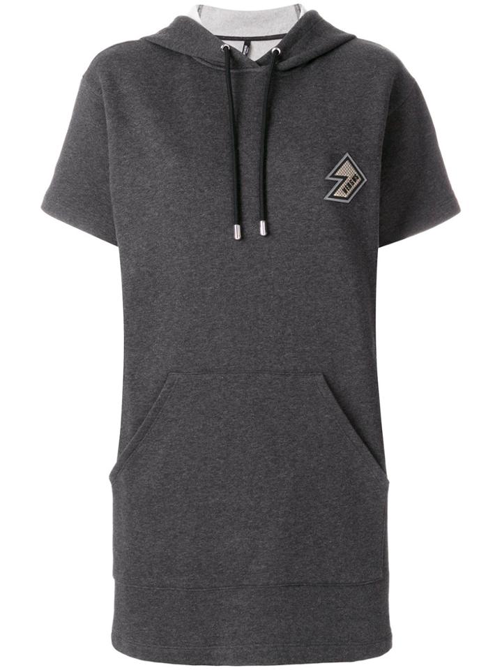 Versus Logo Patch Hooded Dress - Grey