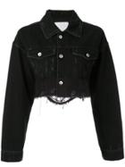 Ground Zero Distressed Cropped Denim Jacket - Grey