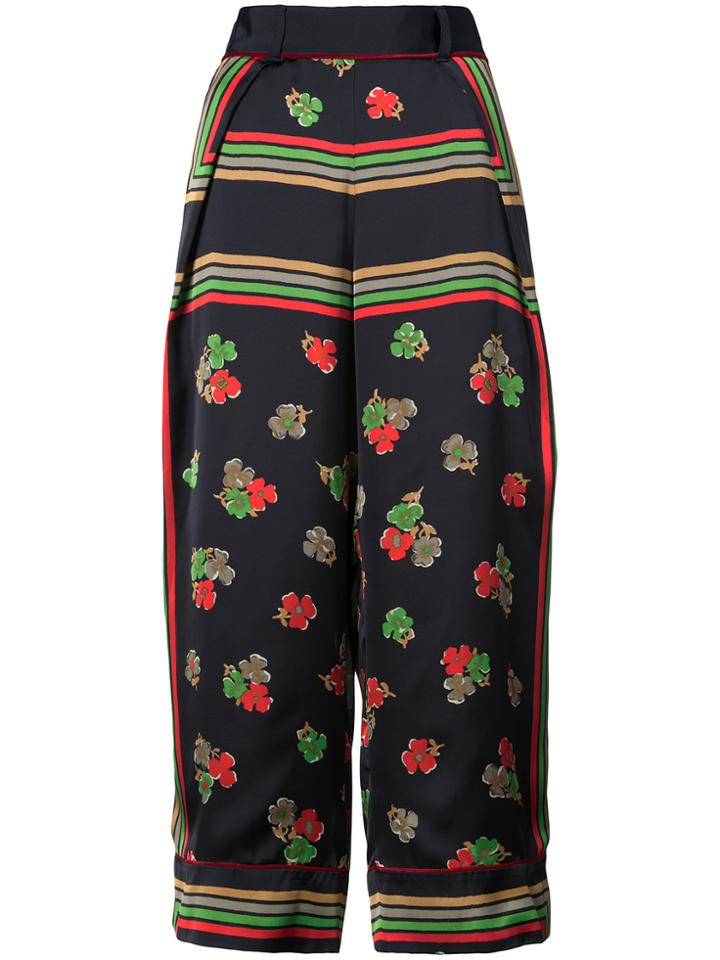 Sacai Cropped Floral Culottes - Multicolour