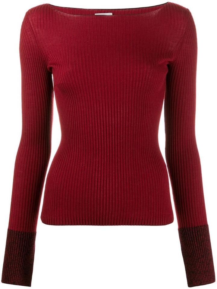 Mrz Boat Neck Jumper - Red