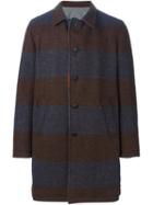 Wooster + Lardini Reversible Striped Coat, Men's, Size: 52, Brown, Polyester/polyurethane/glass Fiber/wool