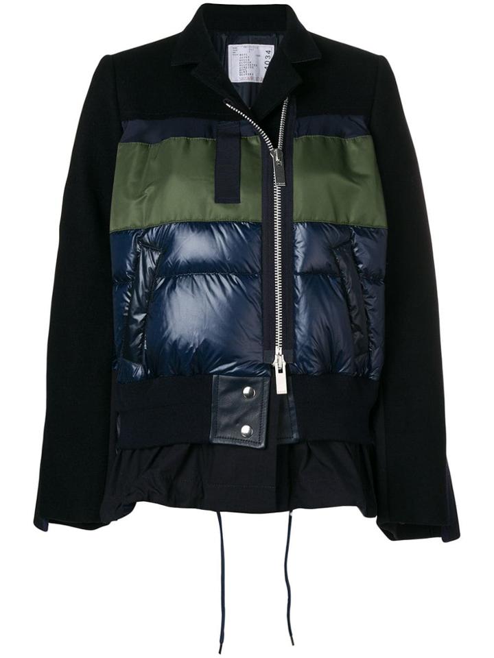 Sacai Zipped Colour-block Jacket - Blue