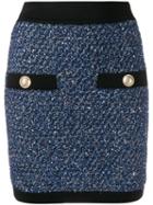 Balmain Knitted Button Skirt - Blue
