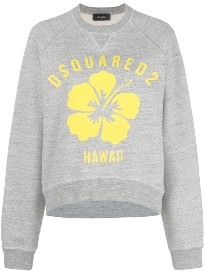 Dsquared2 Hawaii Flower Print Sweatshirt - Grey