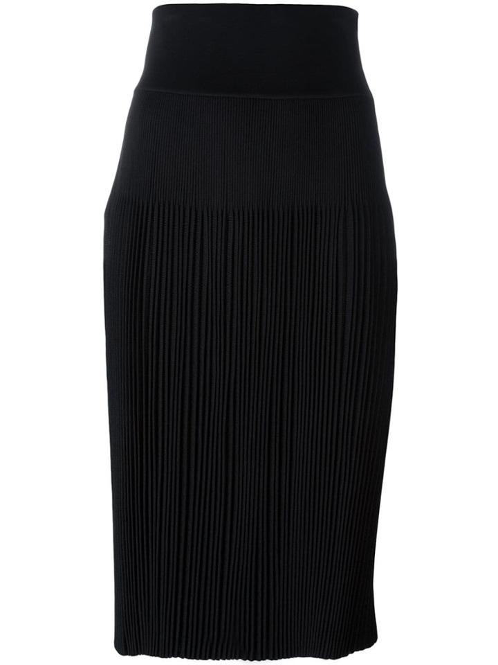 Givenchy Knee Length Pleated Skirt - Black