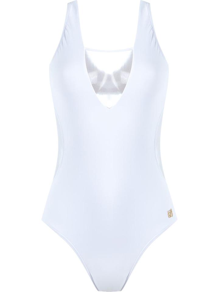 Brigitte Square Neck Tulle Swimsuit - White