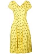 Talbot Runhof Polka Dot Flared Dress - Yellow