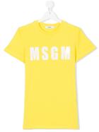 Msgm Kids Logo Printed T-shirt - Yellow & Orange