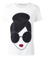 Alice+olivia Face Print T-shirt, Women's, Size: Large, White, Cotton