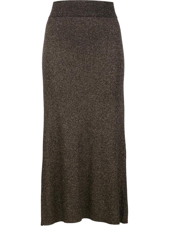 A.l.c. Long Skirt, Women's, Black, Merino/nylon/polyester/metallic Fibre