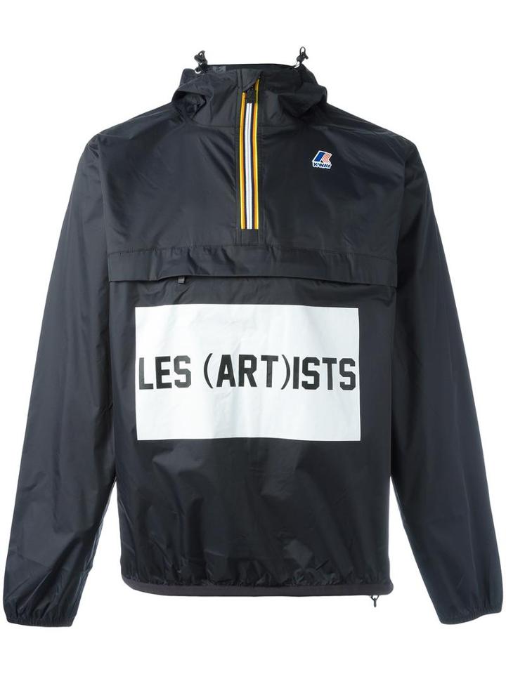 K-way K-way X Les (art)ists Logo Print Windbreaker, Men's, Size: Medium, Black, Polyamide