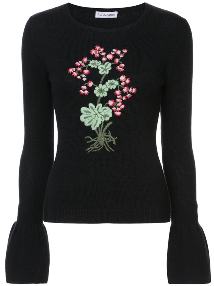 Altuzarra Bovray Embroidery Trumpet Sleeve Sweater - Blue