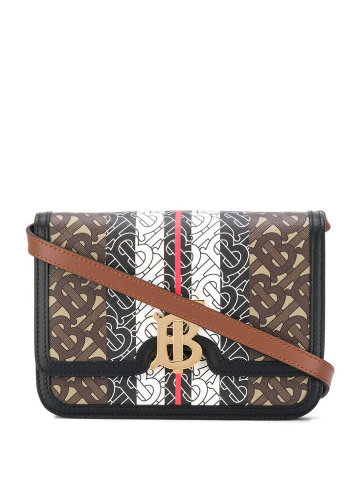 Burberry Small Monogram Stripe Tb Bag - Brown
