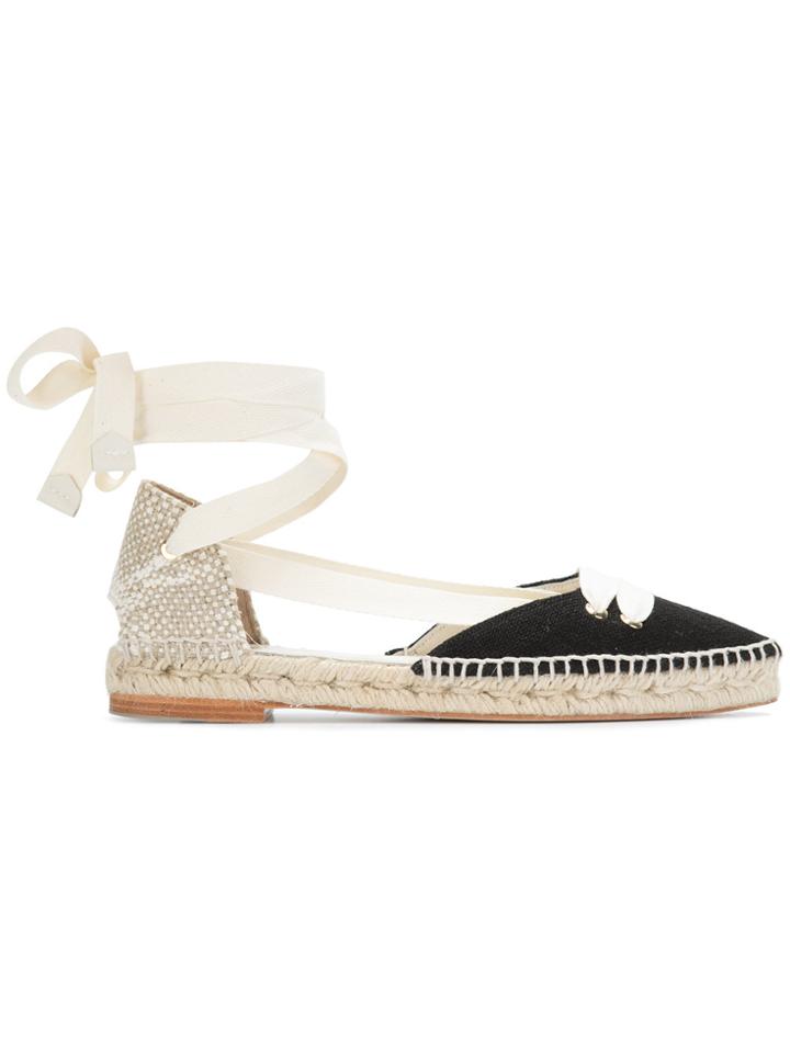 Manolo X Castaner Pointed Tie Up Espadrilles - Black
