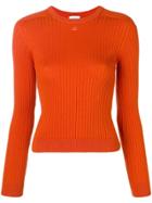 Courrèges Rib Knit Fitted Sweater - Yellow & Orange