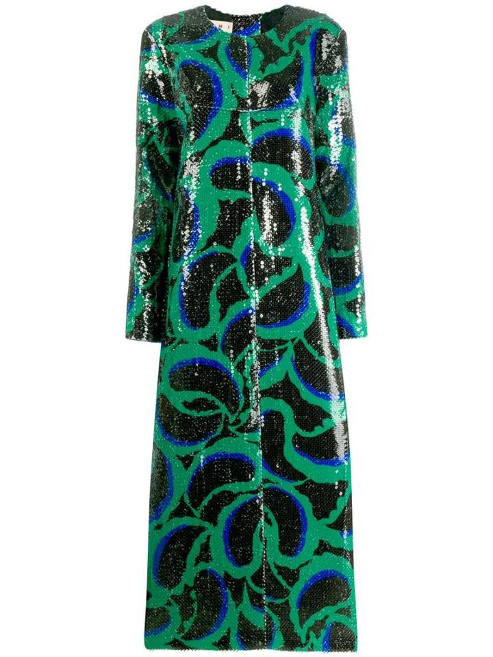 Marni Sequined Cornucopia Pattern Dress - Green