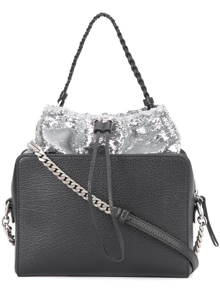 Maison Margiela Sequin Embellished Shoulder Bag, Women's, Black, Calf Leather/cotton/polyester/polyamide