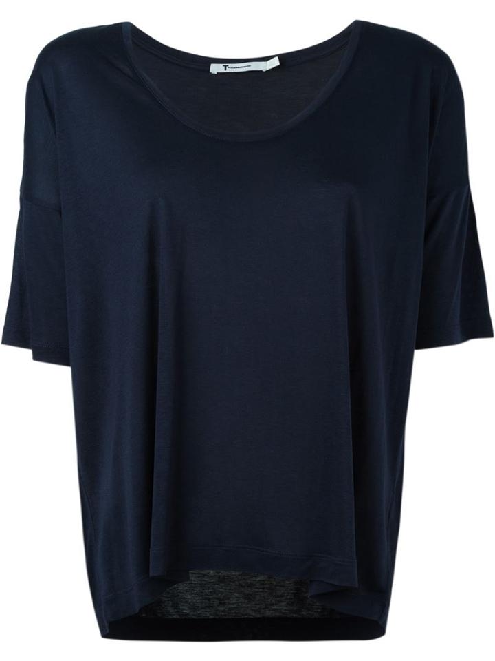 T By Alexander Wang Scoop Neck T-shirt, Women's, Size: M, Blue, Viscose