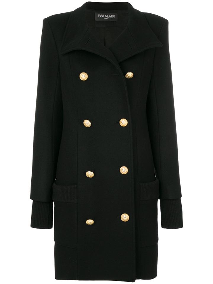 Balmain Double Breasted Coat - Black