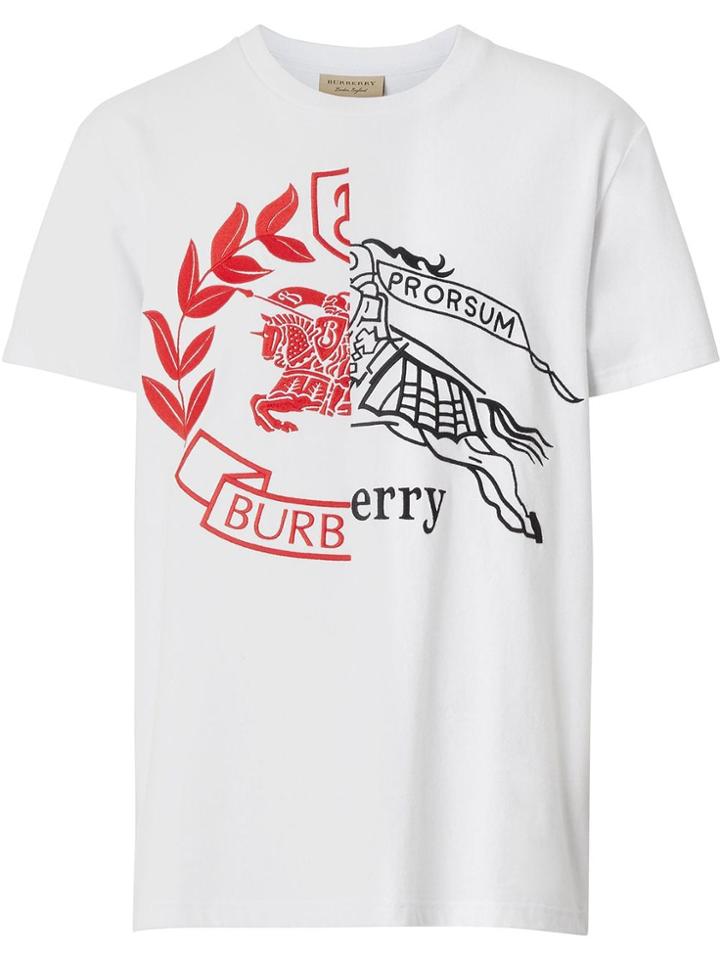 Burberry Contrast Crest Cotton T-shirt - White
