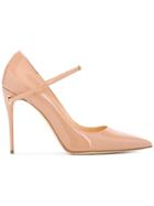 Jennifer Chamandi Nude Patent Lorenzo 105 Heels - Nude & Neutrals
