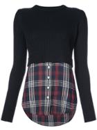 Veronica Beard Checked Shirt Detail Jumper - Blue