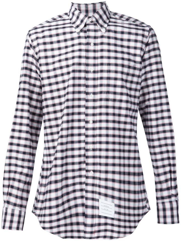 Thom Browne Checked Shirt, Men's, Size: 2, Blue, Cotton